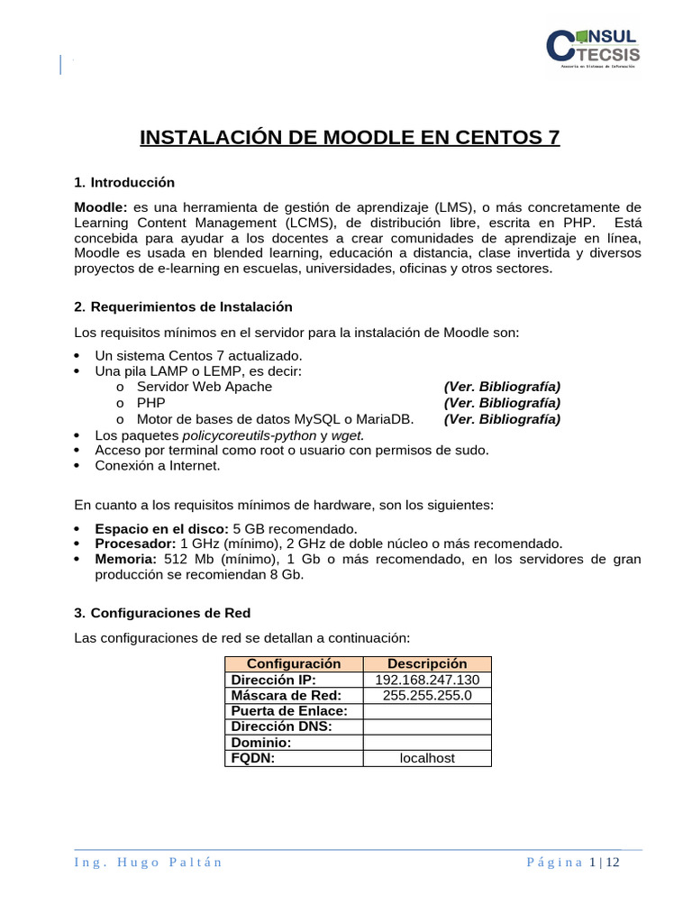 Centos 7 - Instalación de Moodle | PDF | Mi sql | Moodle