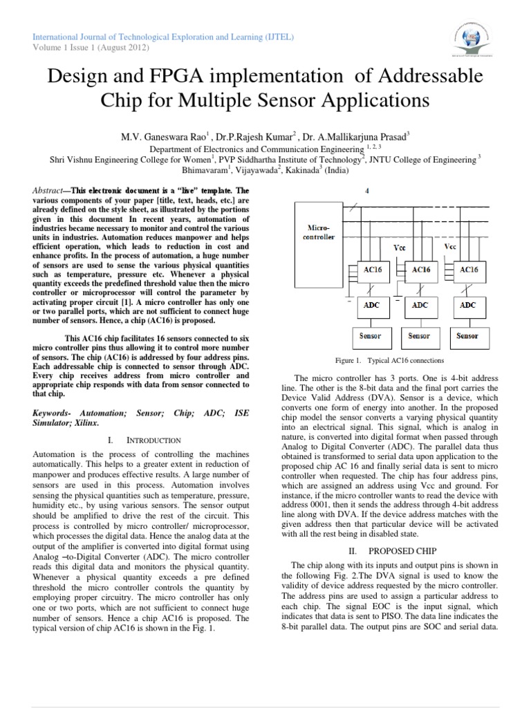 Design and FPGA Implementation of Addressable Chip For Multiple Sensor ...