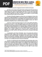 School of Humanities Sanggunian Stand For Intellectual Integrity