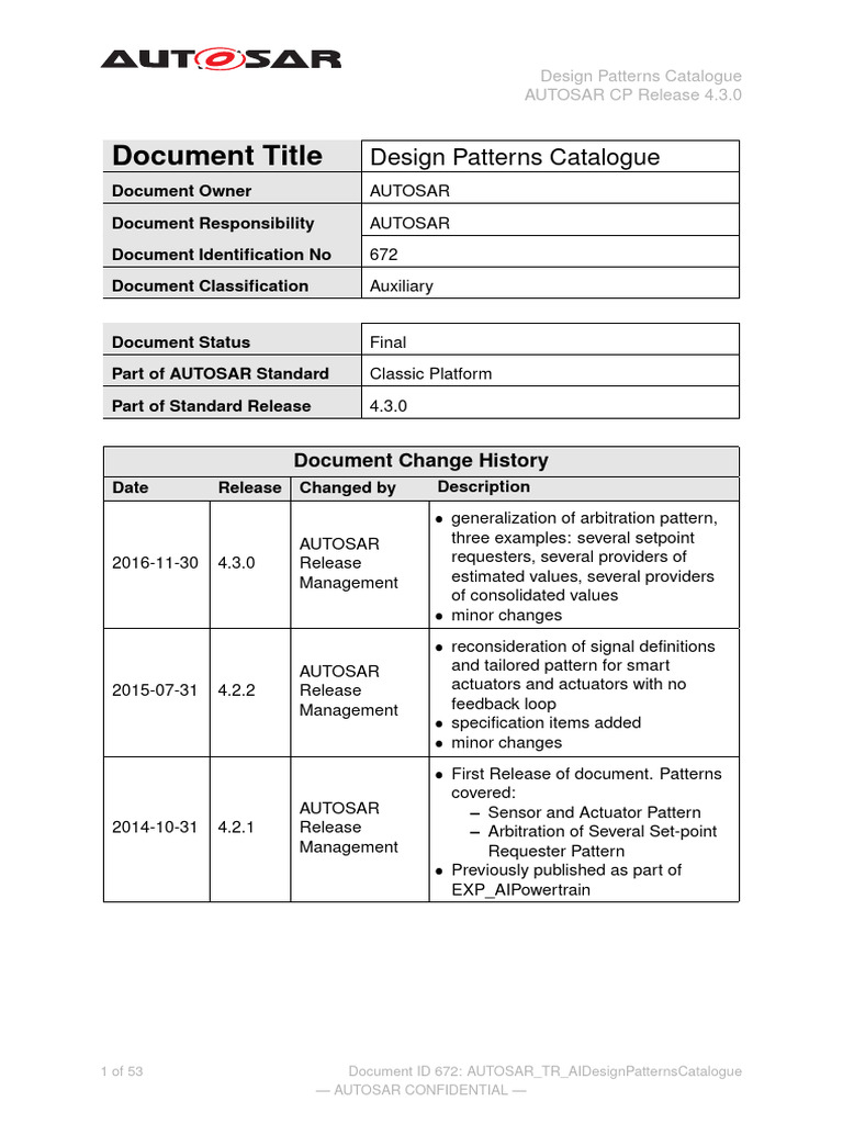 AUTOSAR TR AIDesignPatternsCatalogue | PDF | Software Design Pattern ...