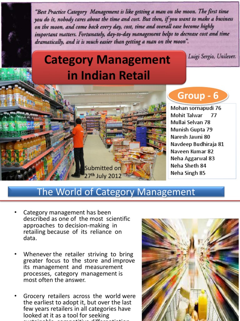 RETAIL CATEGORY MANAGER intelligence overview