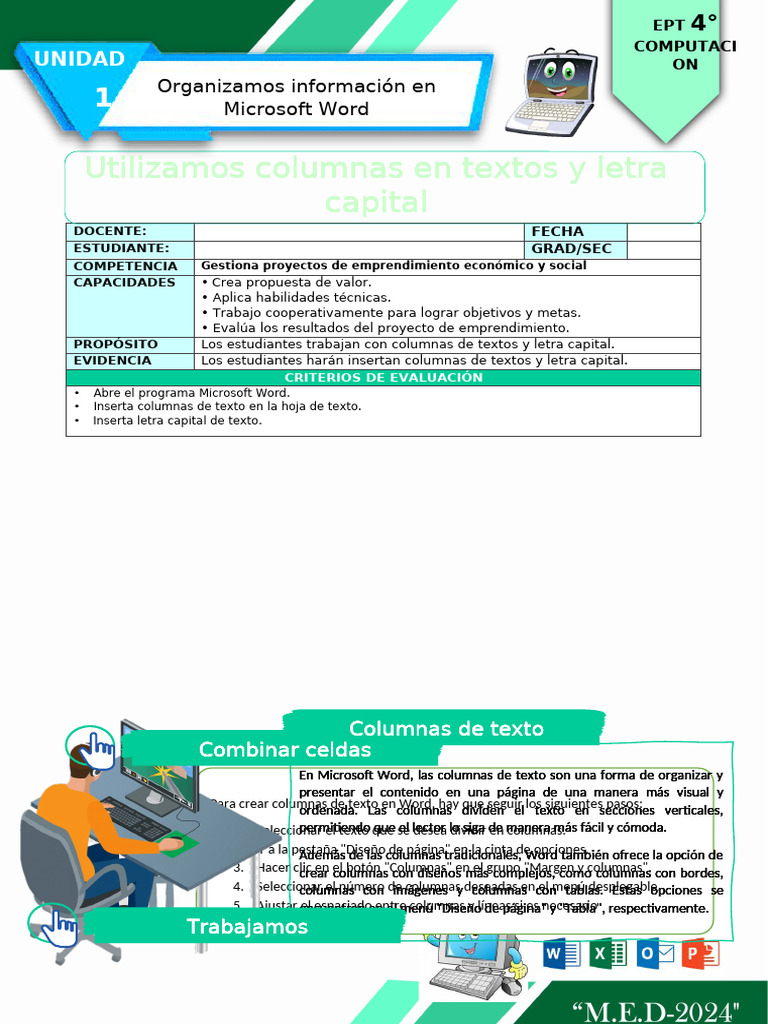 FICHA DE ACTIVIDAD EPT 4°-SEMANA 4 Letra Capital | PDF | Microsoft Word ...