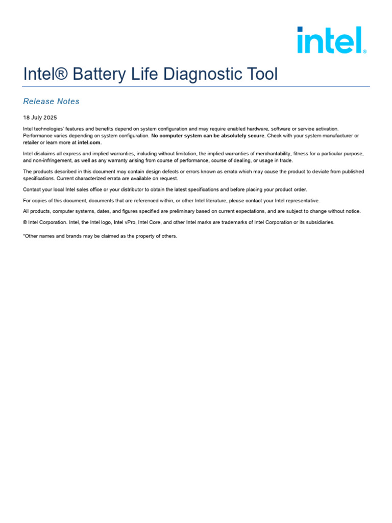 Intel BLDT Release Notes | PDF | Software Bug | Command Line Interface