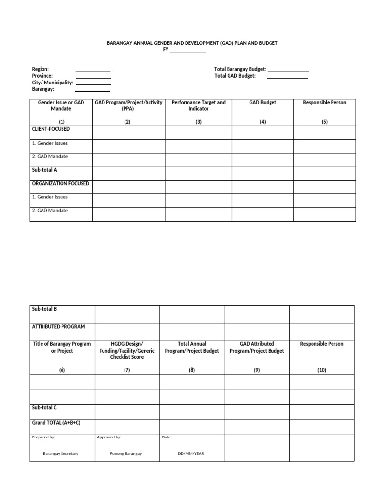 Gad Plan and Budget Form | PDF