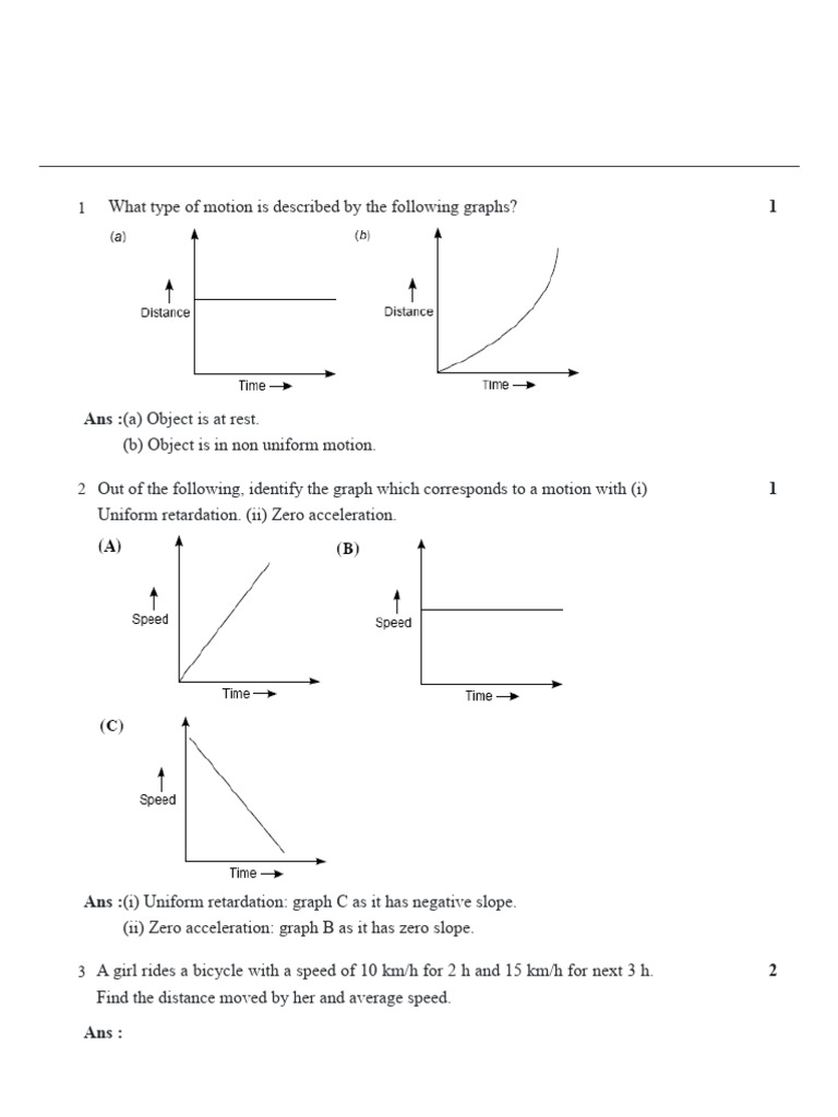 Grade 9 Sheet 1 Motion Qa (1) | PDF | Velocity | Acceleration