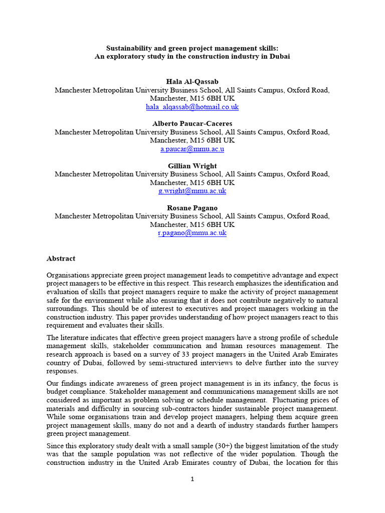 GreenProjectManagers Final | PDF | Project Management | Sustainability