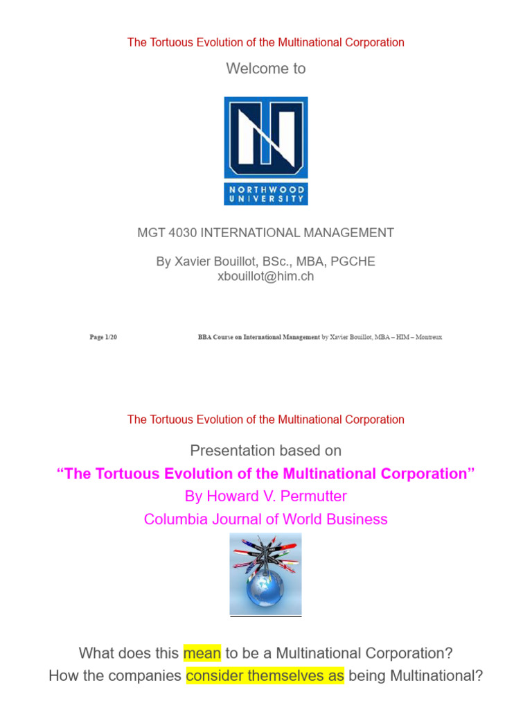 The Tortuous Evolution of the Multinational Corporation | PDF ...