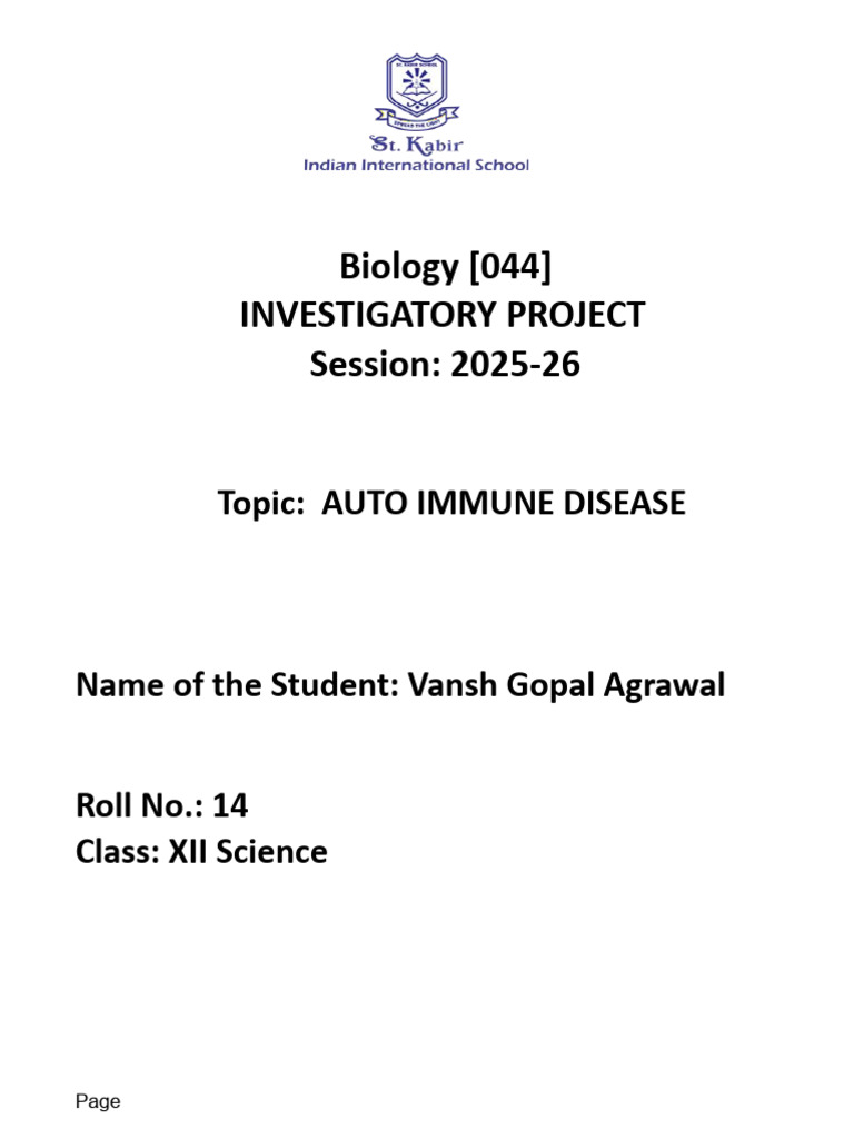 BIO Investigatory Project Format_copy | PDF | Autoimmune Disease ...