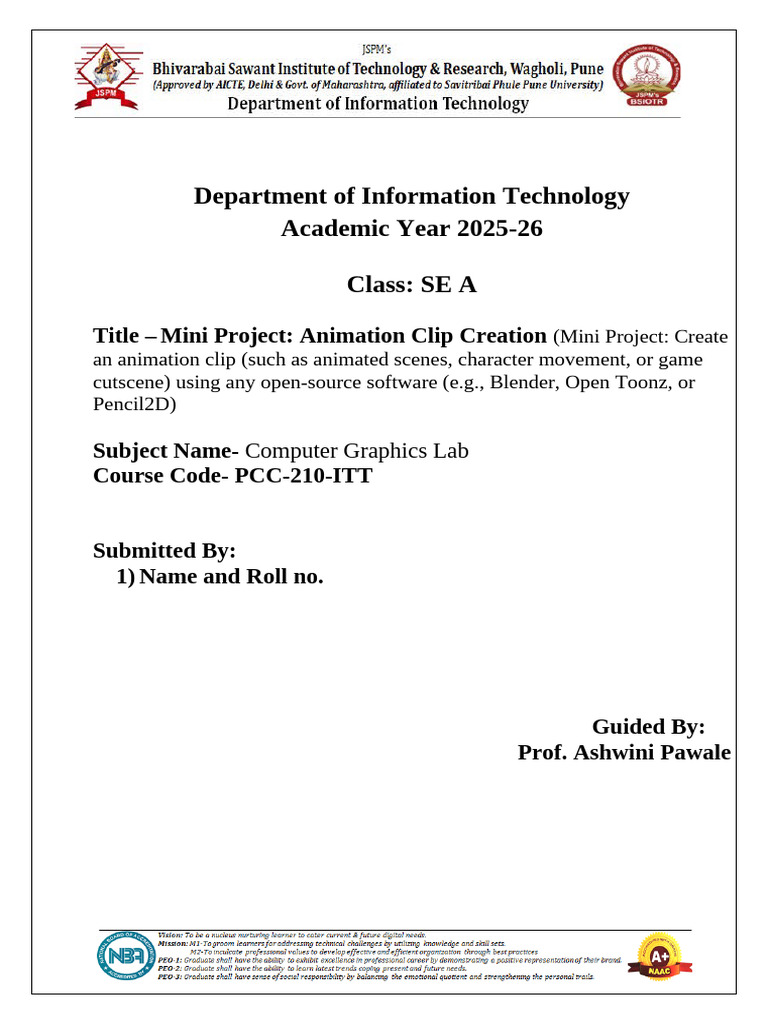 CG Mini Project Report Format | PDF