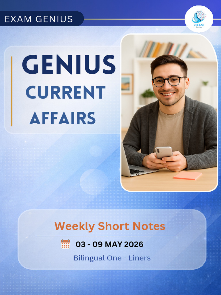 Genius Current Affairs Weekly Short Notes 03 09 May 2026 One Liner | PDF