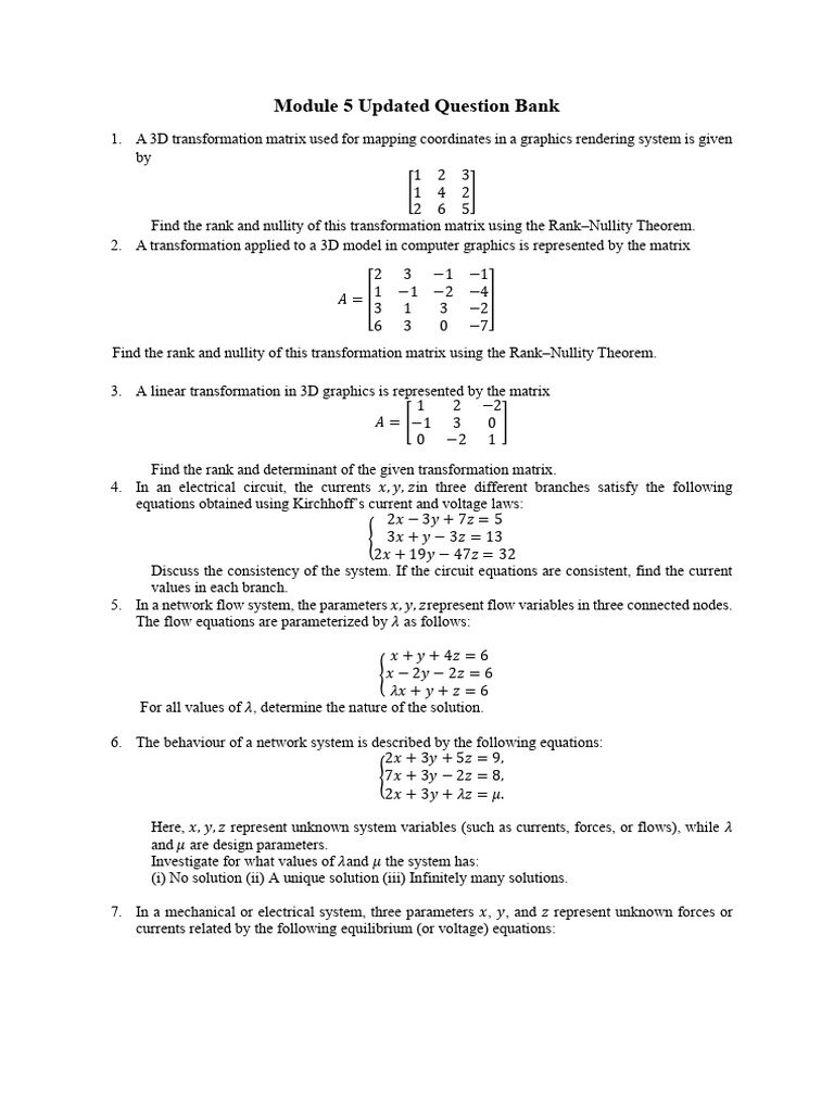 Module 5 Updated Question Bank | PDF | Eigenvalues And Eigenvectors ...