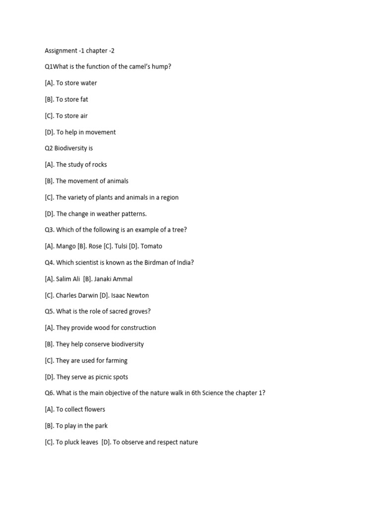 Assignment of Science Chapter 2 Class 6 | PDF