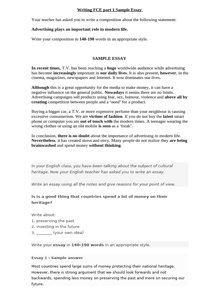 491475998 Writing FCE Part 1 Sample Essay | PDF | Science | Reason
