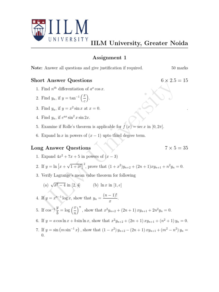 UNIT 1 Assignment Math | PDF