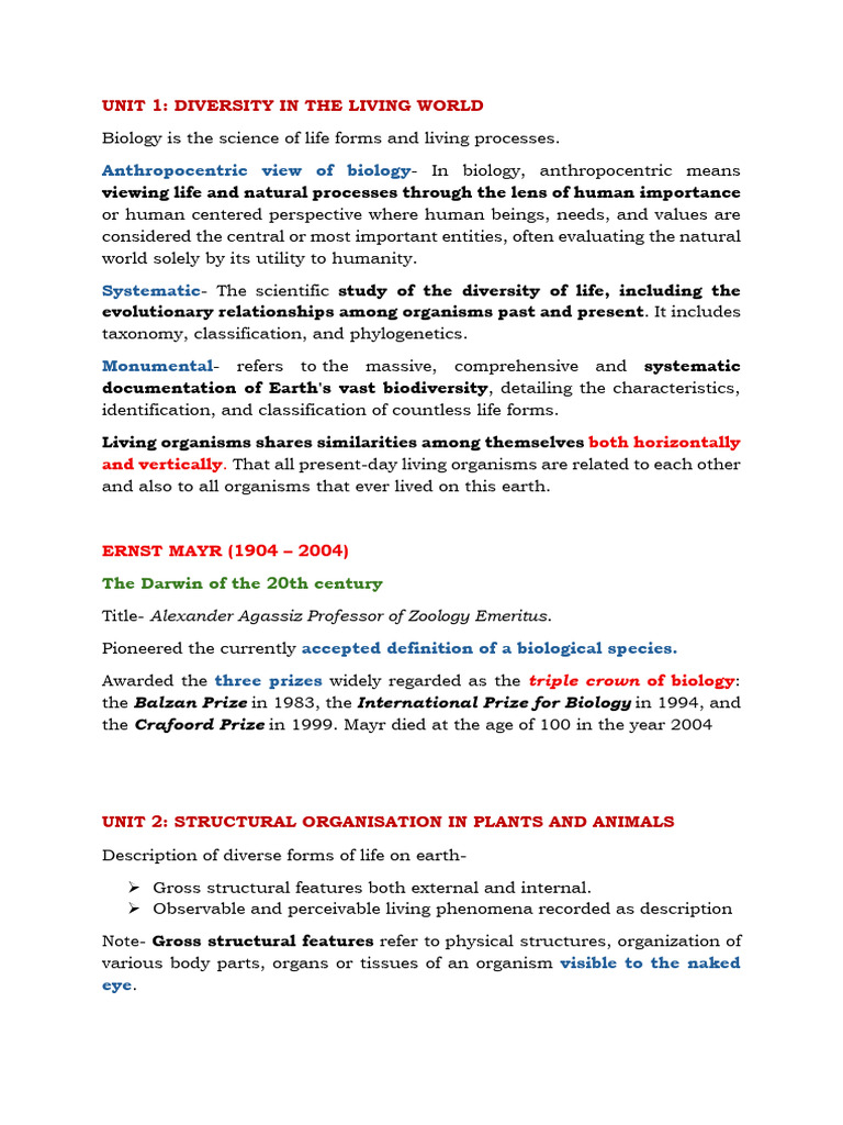 Biology Unit Introduction | PDF | Genetics | Biology