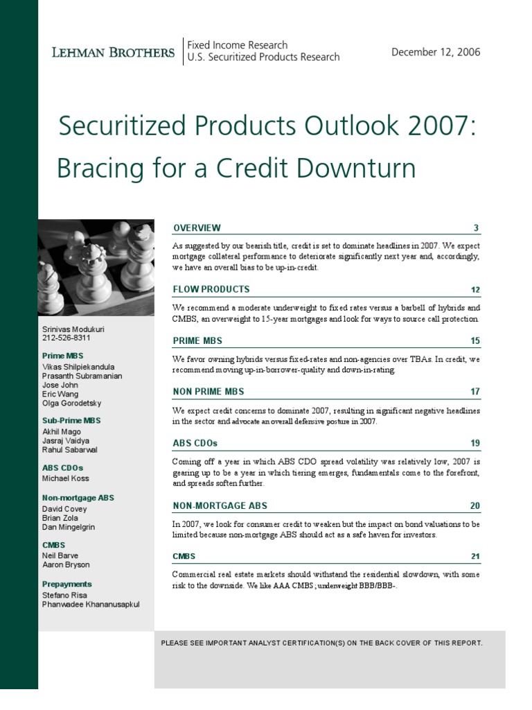 (Lehman Brothers) Securitized Products Outlook 2007 Bracing For A