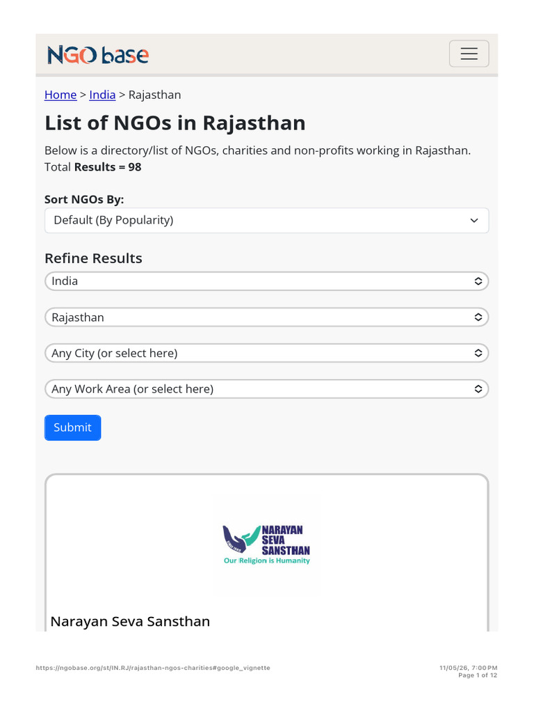 List of NGOs in Rajasthan 2 | PDF | Non Governmental Organization ...