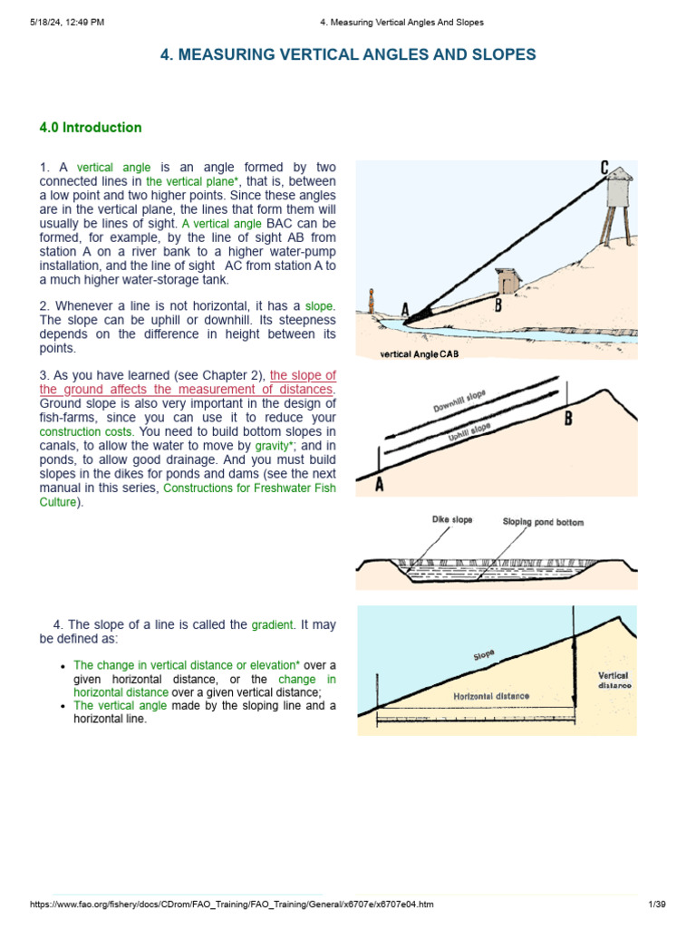 4. Measuring Vertical Angles and Slopes | PDF | Slope | Percentage