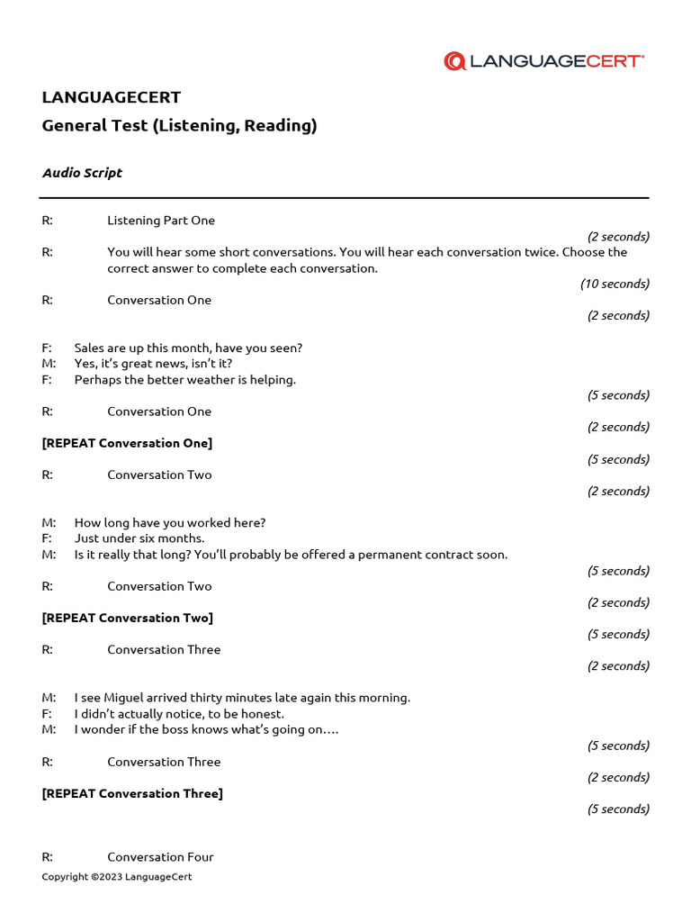 LC General Audio Script | PDF