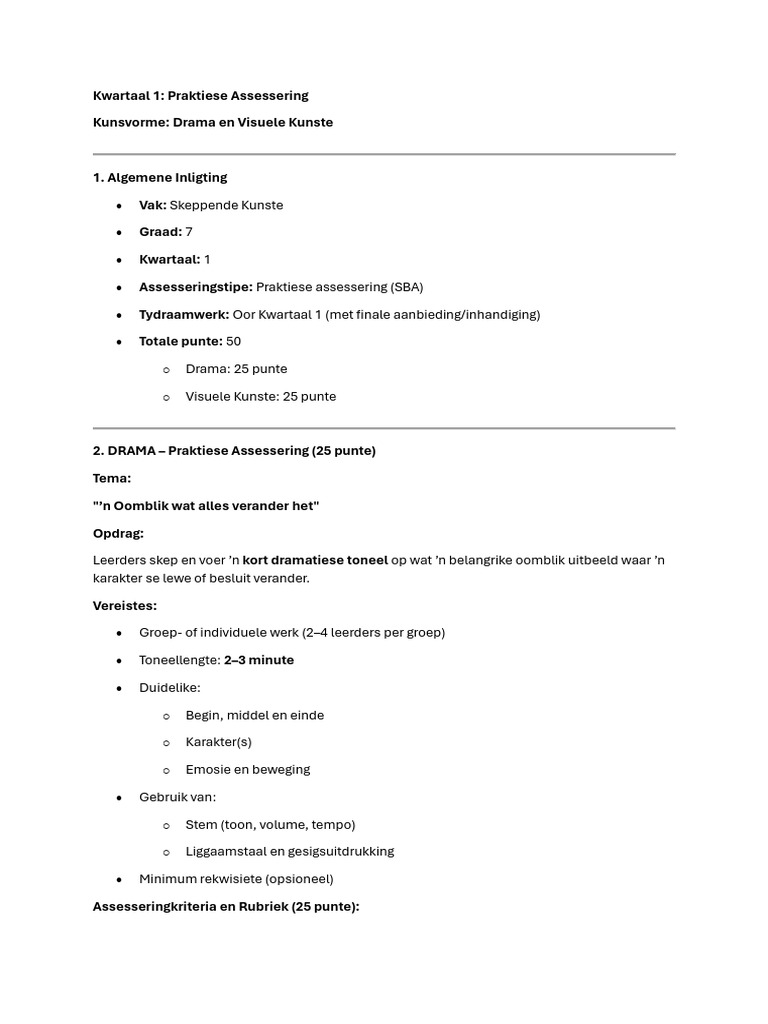 Gr. 7 (SK) Praktiese Assessering (Term 1) | PDF