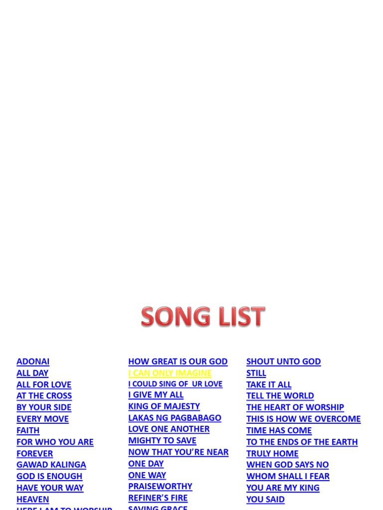 Song List Sfc Heaven Jesus