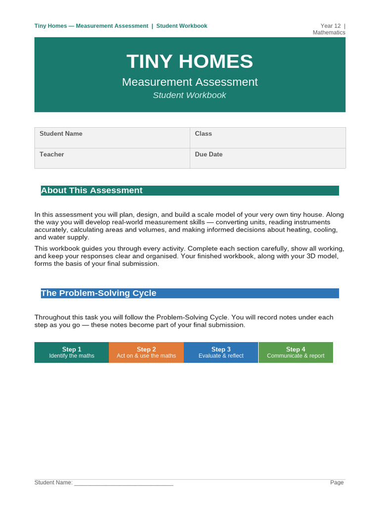Tiny Homes Student Workbook | PDF | Thermometer | Temperature