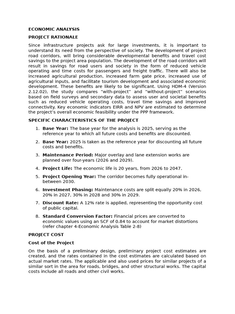 Economic Analysis For Main Report | PDF | Net Present Value | Road