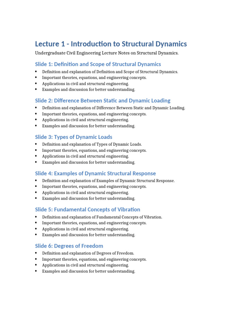 Structural Dynamics Lecture 1 | PDF | Applied And Interdisciplinary ...