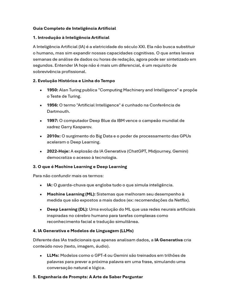 Guia Completo de Inteligência Artificial | PDF | Inteligência ...
