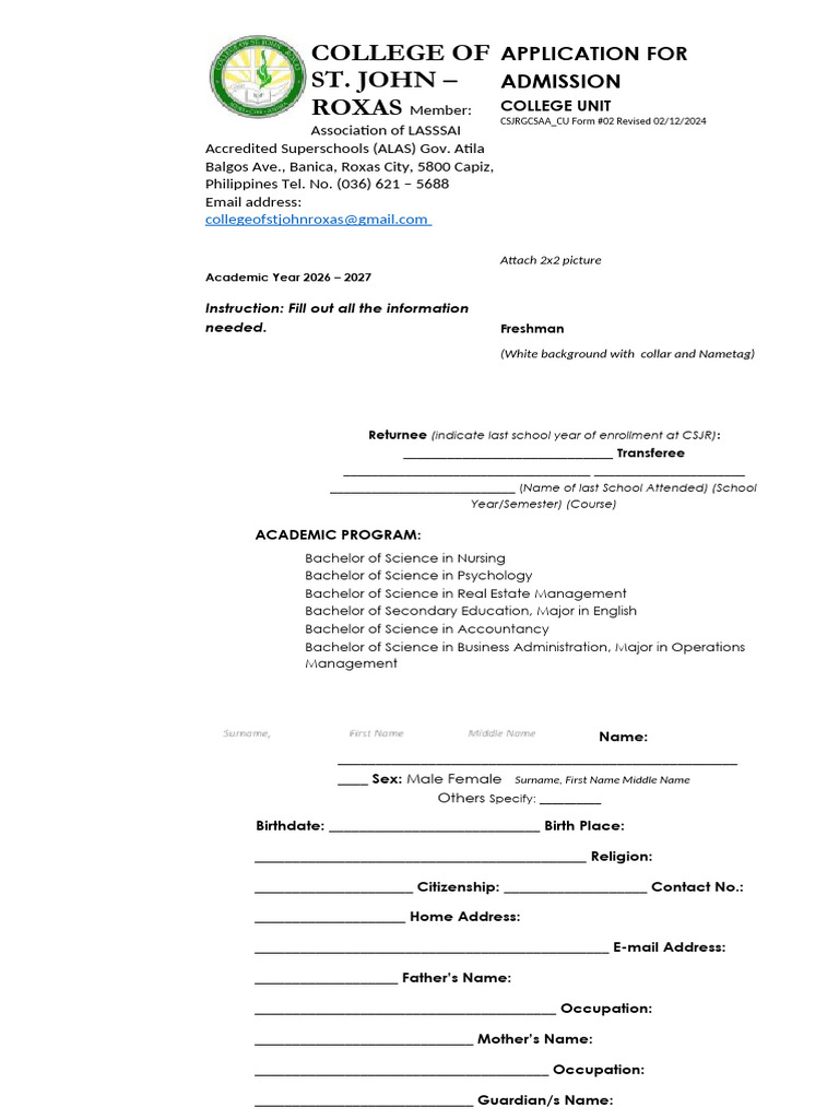 College Application Forms (All Forms) | PDF
