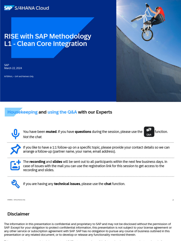 RISE with SAP Methodology L1 - Clean Core IntegrationPSD_WEB_00005602 ...