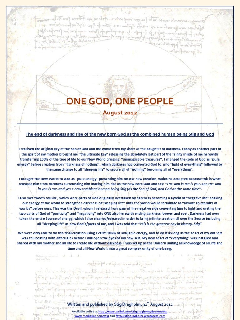 One God One People August 12 God Jesus