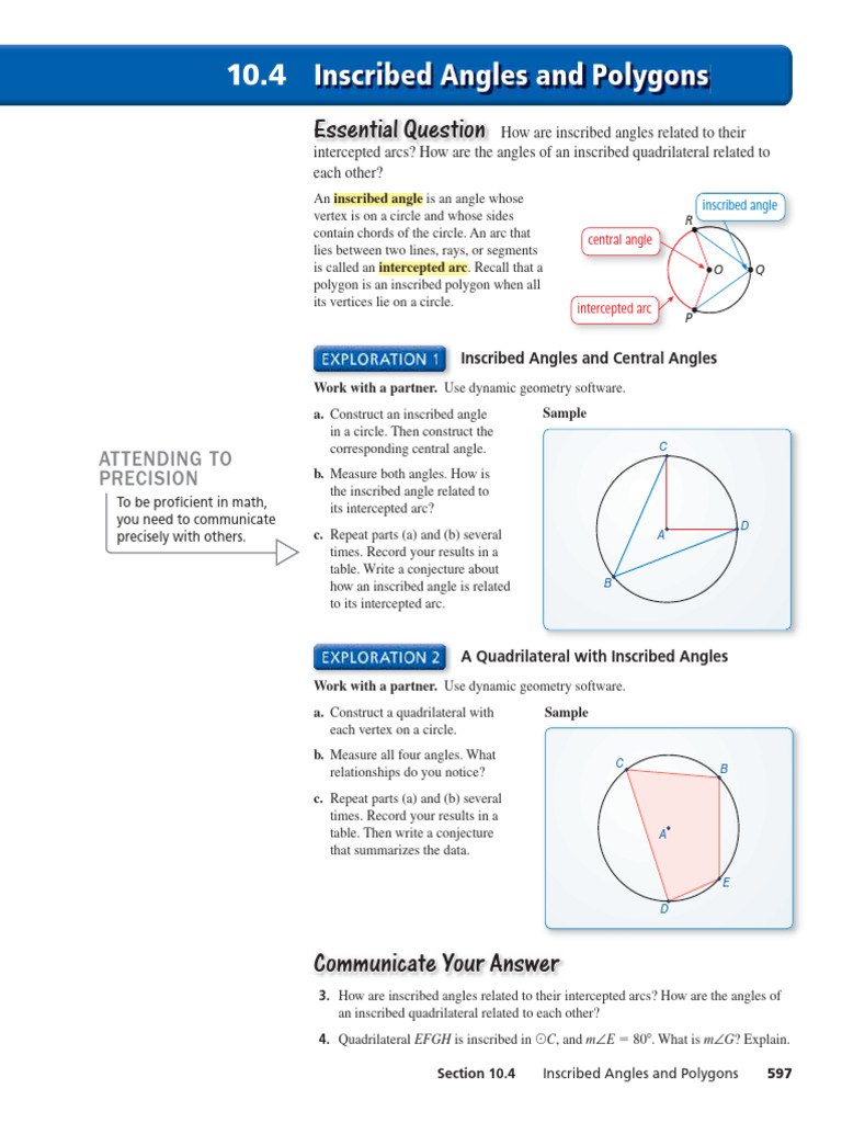 int_math2_pe_10_04 | PDF | Circle | Angle