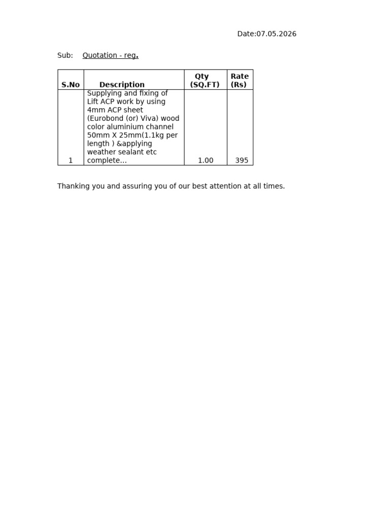 Quotation Lift | PDF