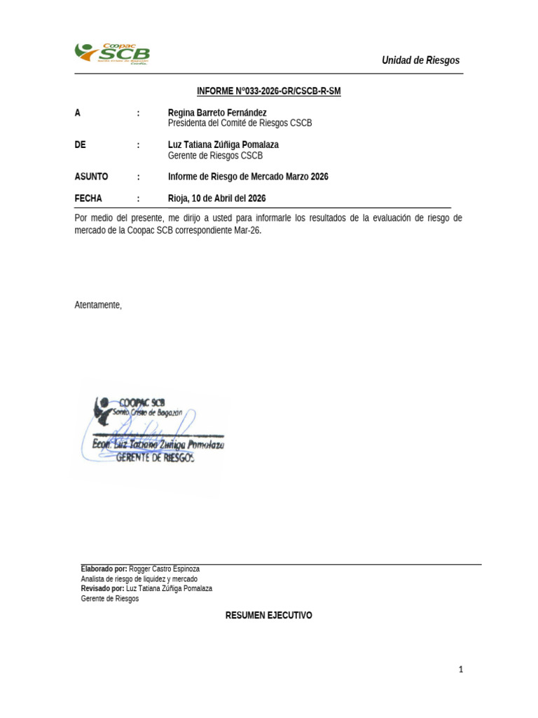 INFORME N°033-2026-GR-CSCB-R-SM - Mercado - Mar26 | PDF | Valor en ...