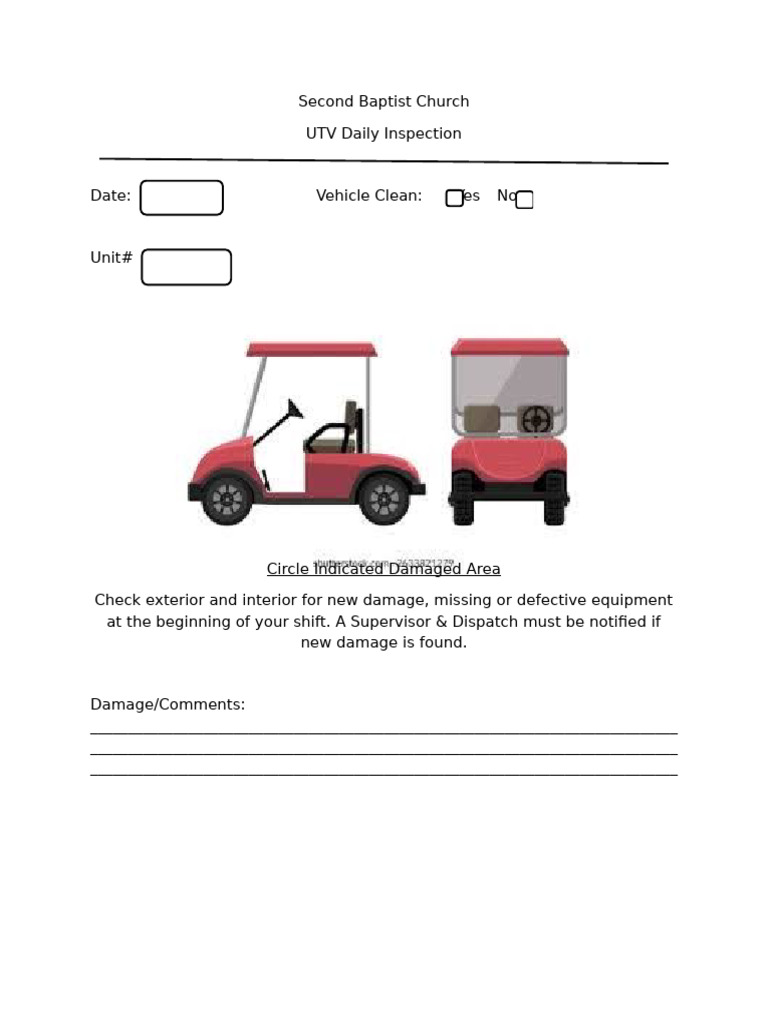 UTV Vehicle Inspection Form | PDF