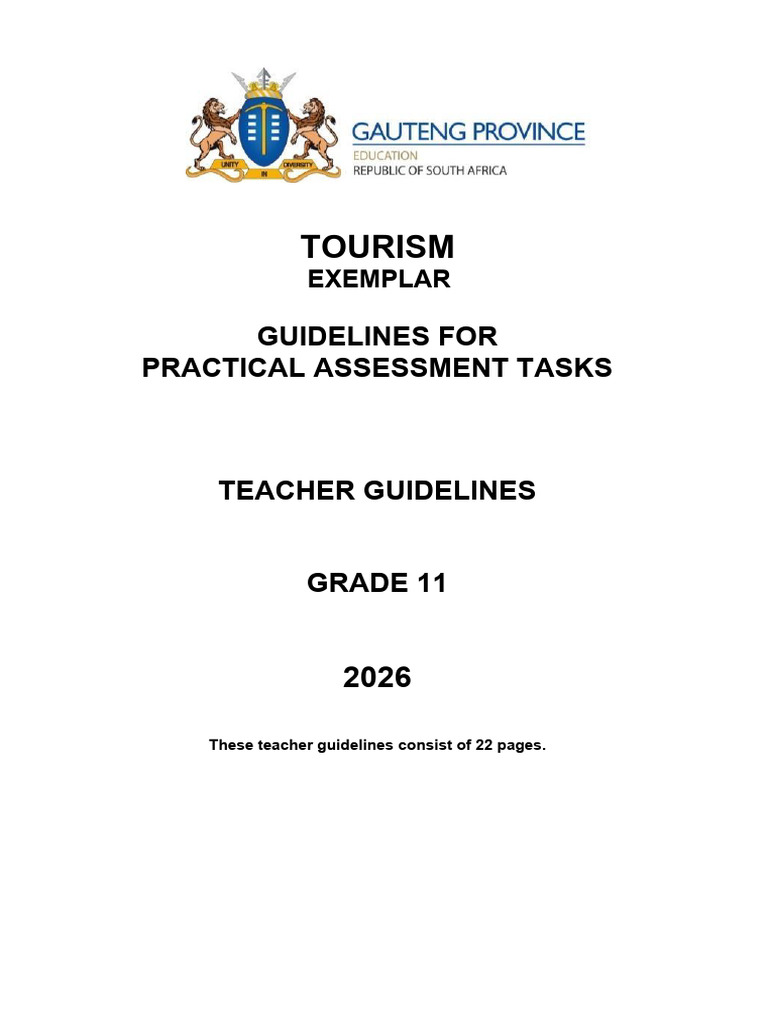 Tourism PAT GR 11 2026 Teacher Guidelines Eng | PDF | Critical Thinking ...