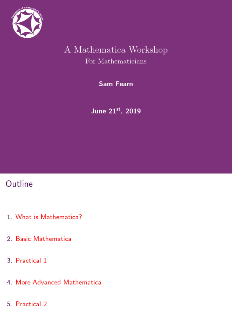 Mathematica Talk | PDF | Function (Mathematics) | Parameter (Computer ...