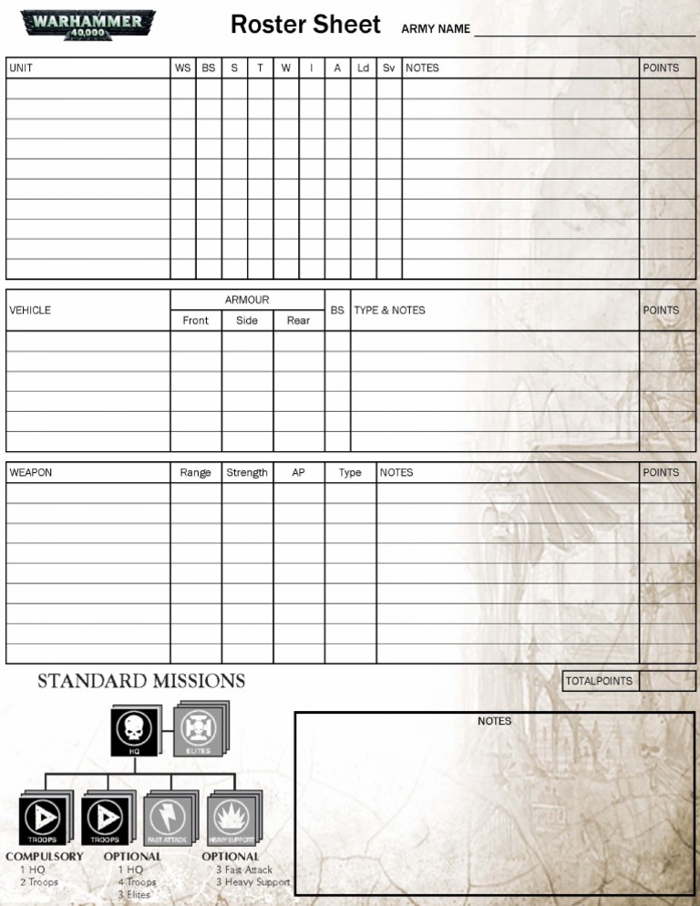Roster Sheet | PDF