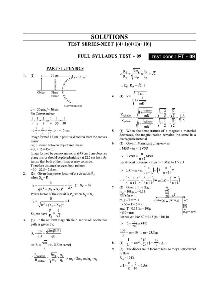 Full Test 9 Solution | PDF