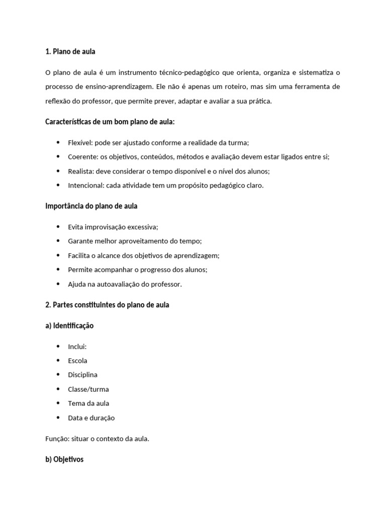 1. Plano de aula | PDF | Aprendizado | Lição