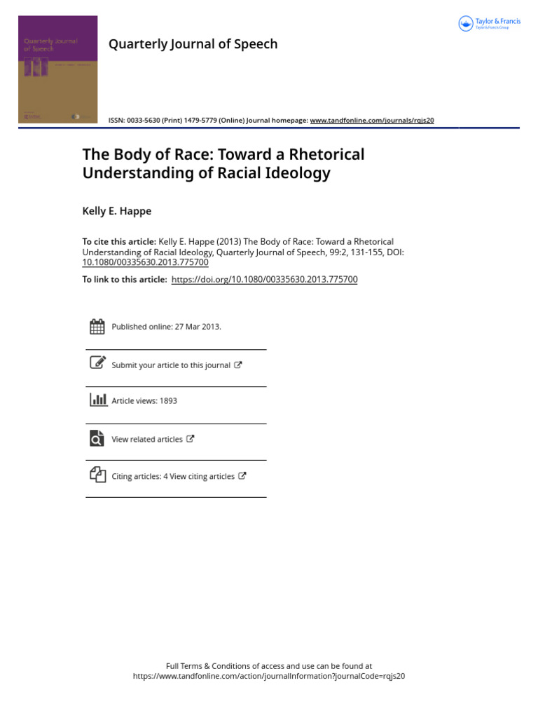 The Body of Race Toward a Rhetorical Understanding of Racial Ideology ...