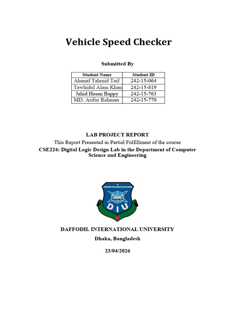 Vehicle Speed Checker Report Final | PDF | Arduino | Computer Engineering