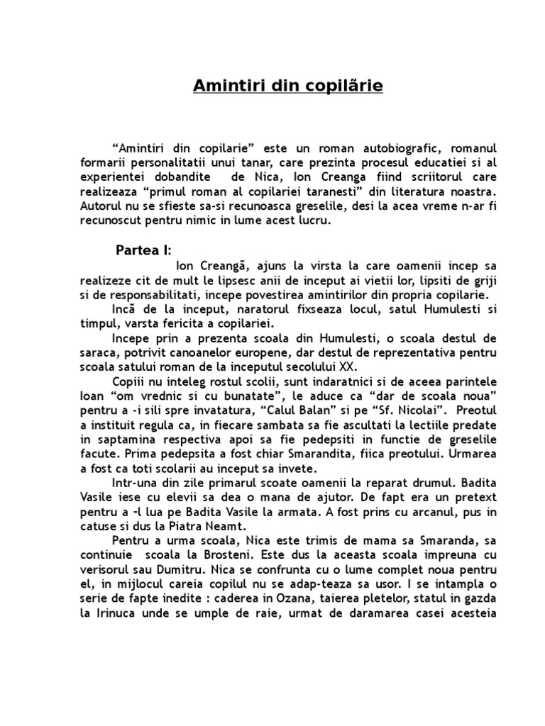 Amintiri din copilarie - Ion Creanga