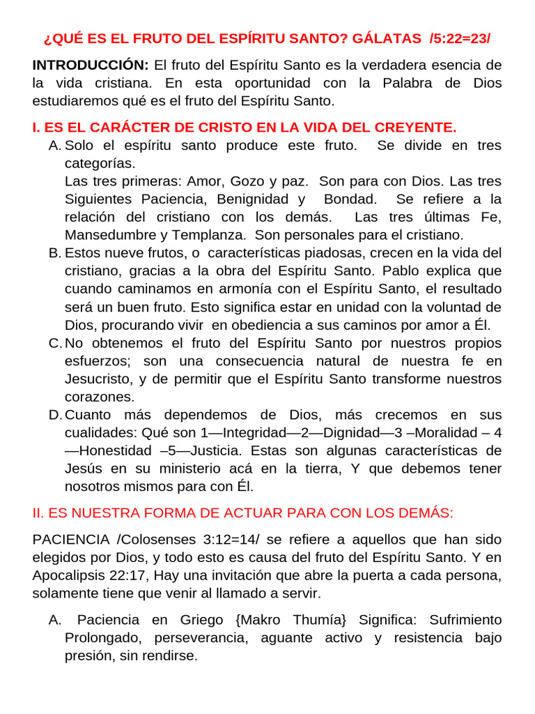 Qué Es El Fruto Del Espíritu Santo | PDF | Fruto Del Espiritu Santo ...