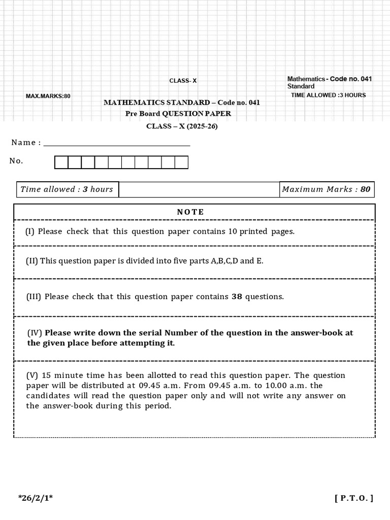 Mathematics Sample paper-1 | PDF | Circle | Triangle