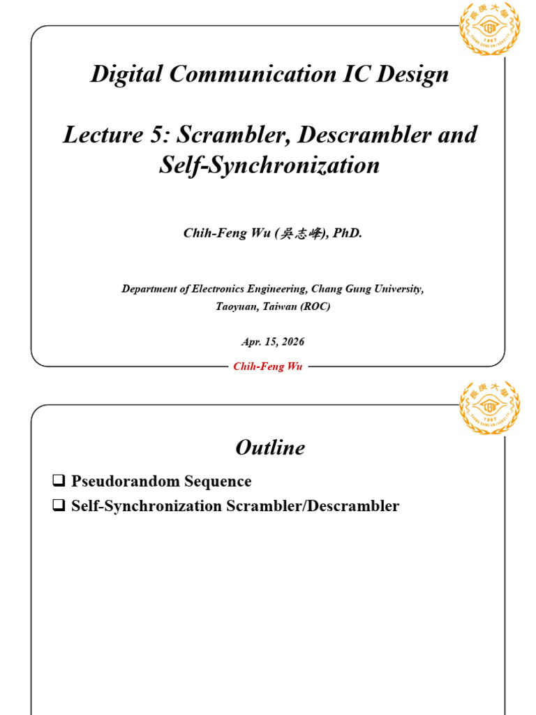 2026 0408 Lecture-05 Scambler | PDF | Physical Layer Protocols ...