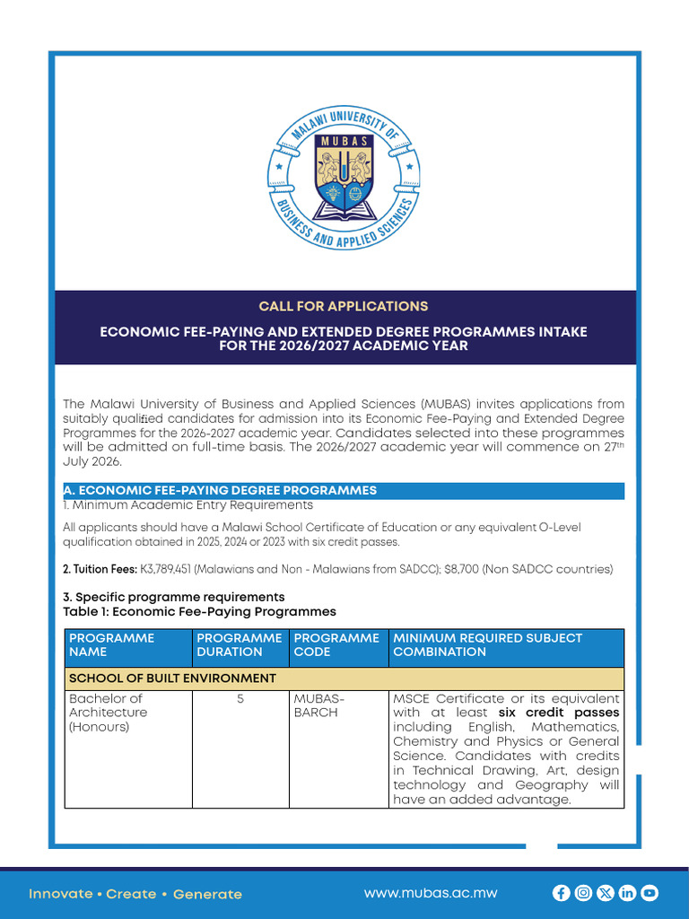 Mubas Economic Fee Paying &extended Degree | PDF | Bachelor's Degree ...