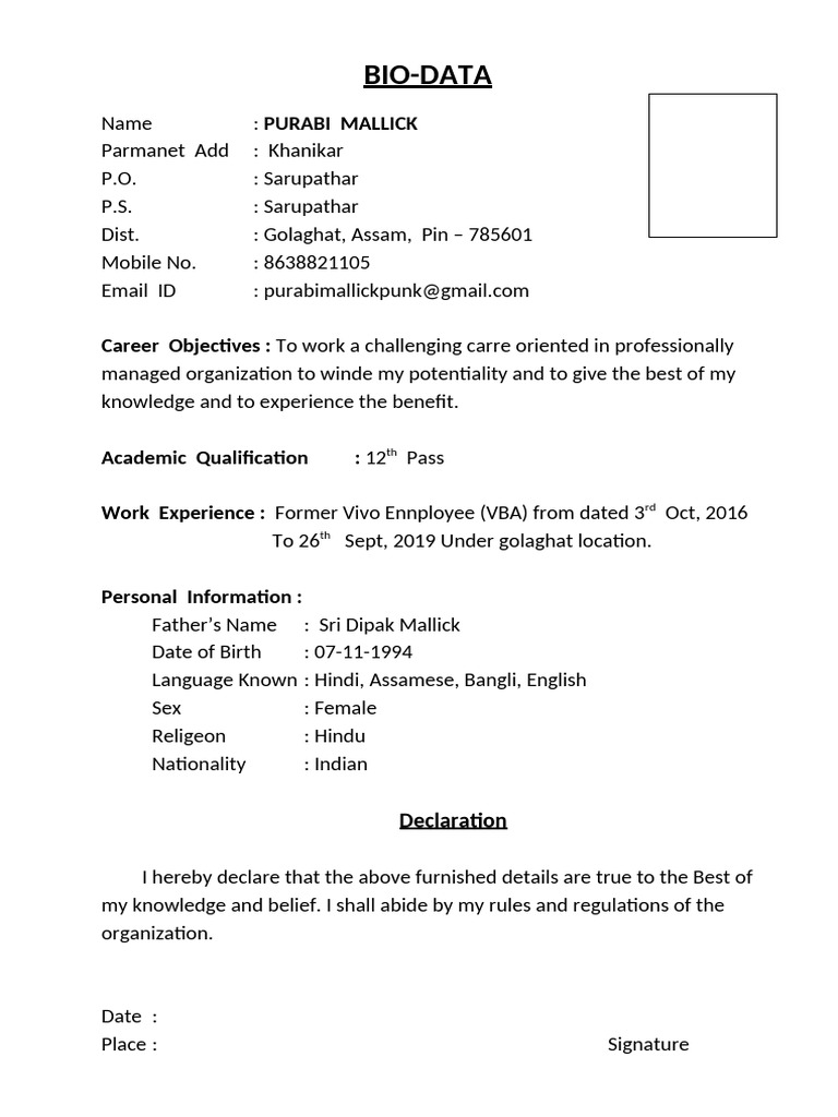 BIO data | PDF