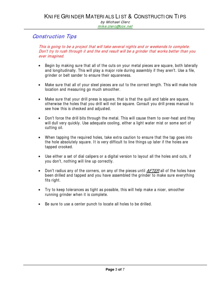 Grinder Plans | PDF | Drill | Screw